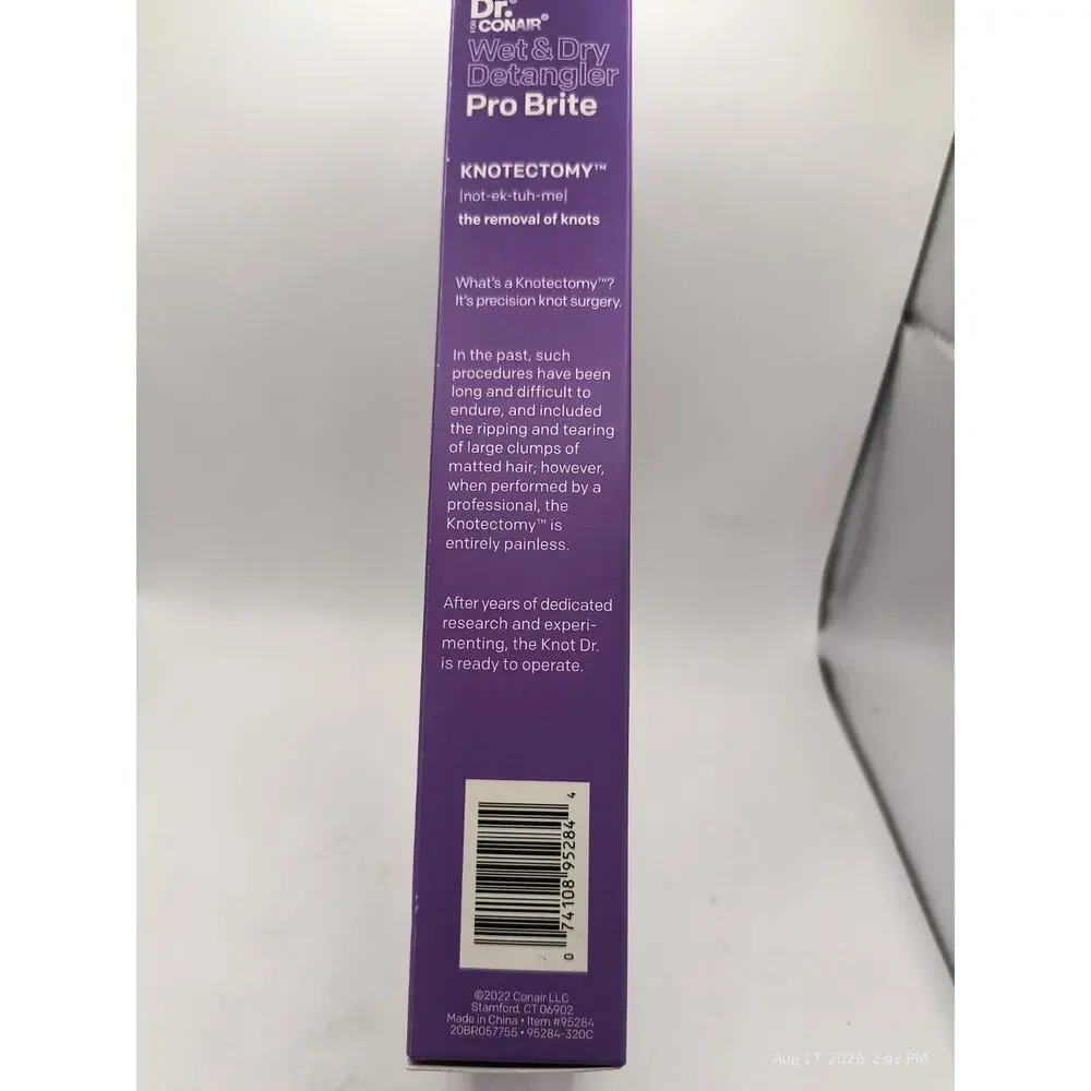 Conair The Knot Dr. Hairbrush Pro Brite Wet & Dry Detangler Hair Brush Purple